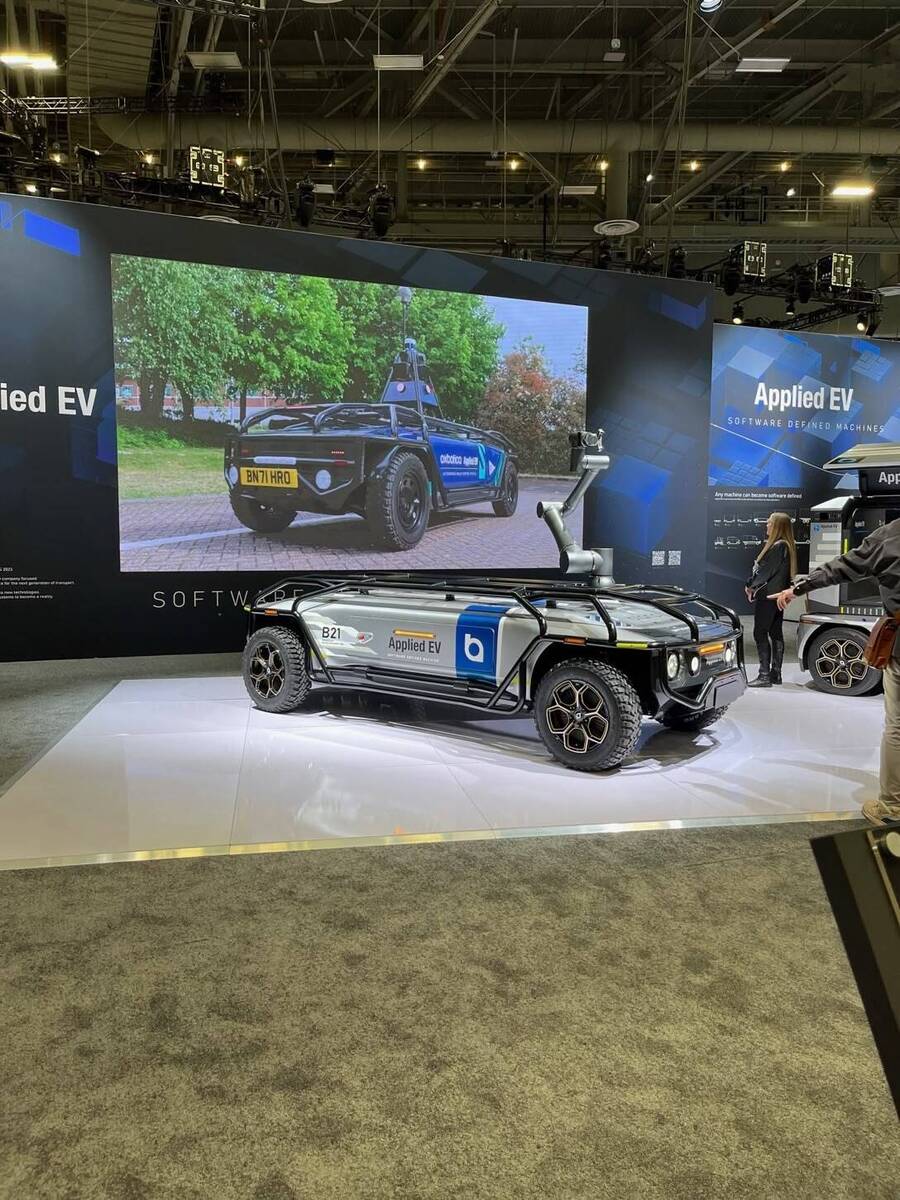 Applied EV autonomous vehicle on display in its CES 2023 booth