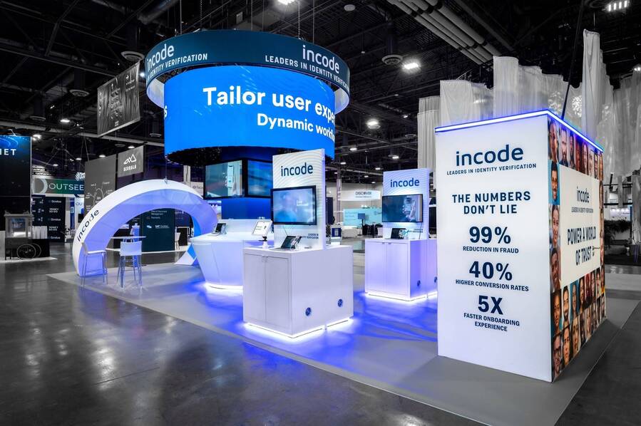 Demo counters and stat towers in Incode's Money20/20 booth